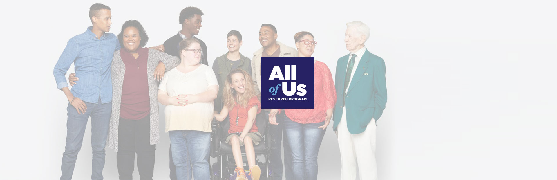 A photo a group of people with the "All of Us" logo superimposed on top