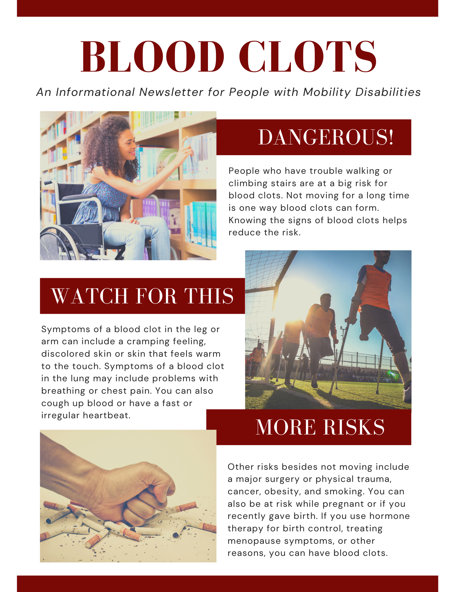 Screenshot of a Blood Clots newsletter.